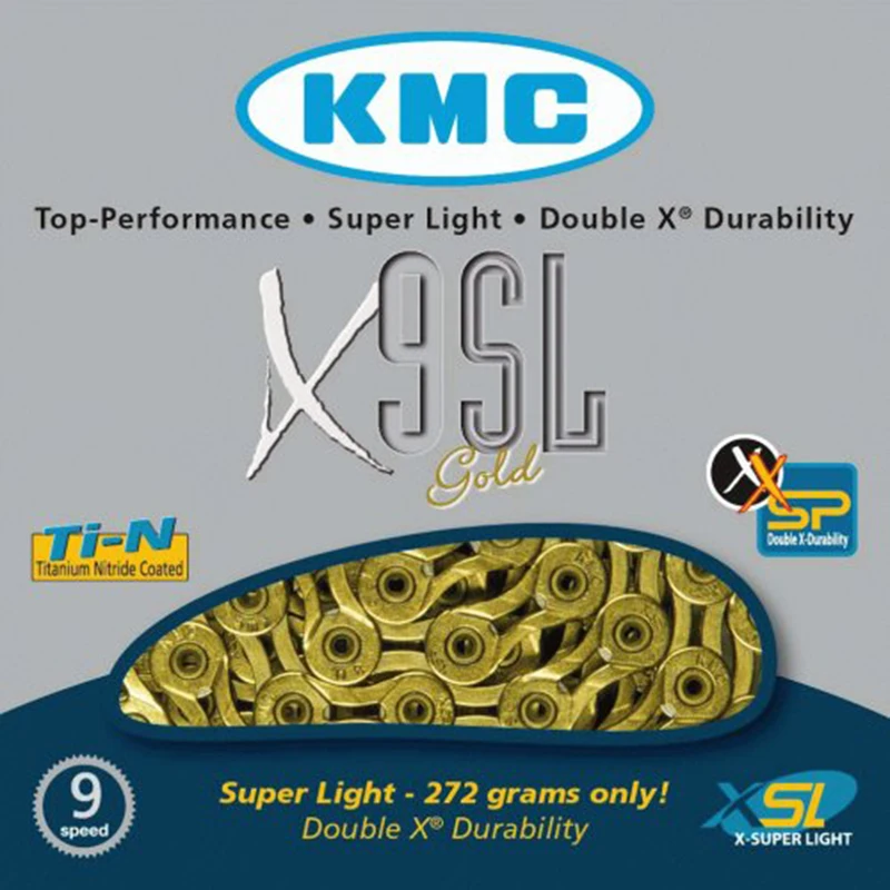 Оригинальная цепочка KMC X9SL 9 скоростей золото для трекинга 116 звеньев супер