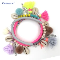 new european boho jewelry suppliers handcrafted bracelet polymer clay beaded bracelets with tassel coin charm bracelet