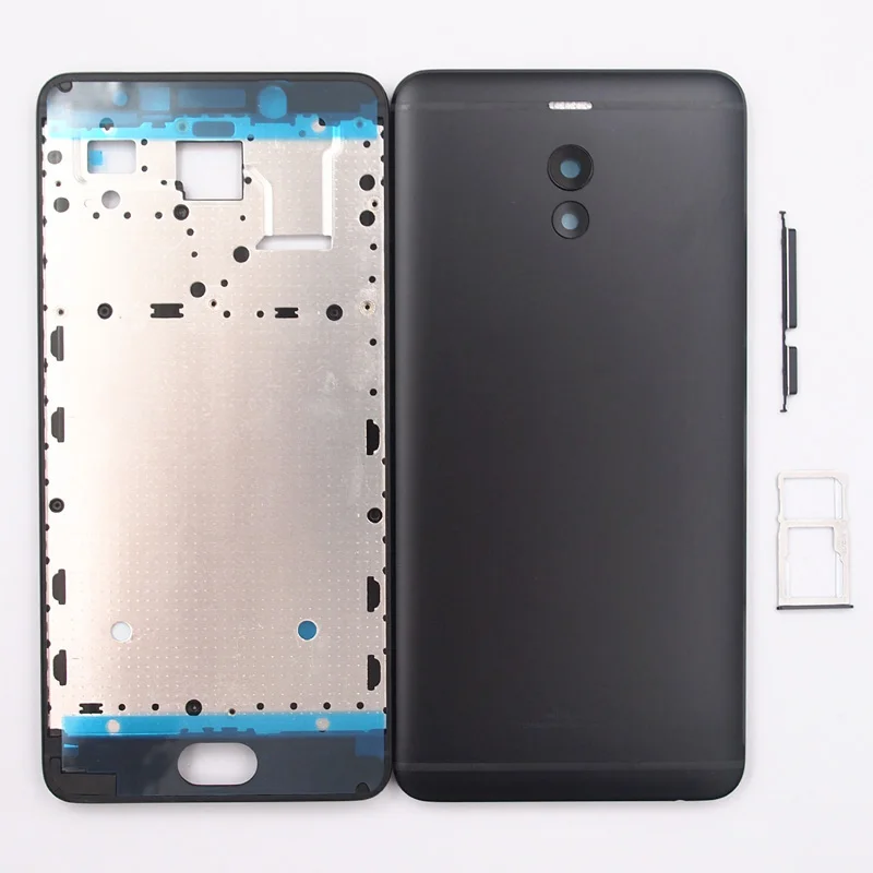 Черный BaanSam Новая передняя рамка батарейный задний чехол для Meizu M6 Note 5,5 дюймов с кнопками громкости питания+ лоток для sim-карты - Цвет: Черный