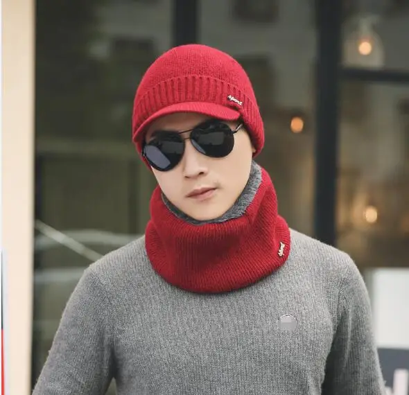 2017 фирменные шапки вязаные мужские зимние вязаная Лыжная шапка шарф и для мужчин