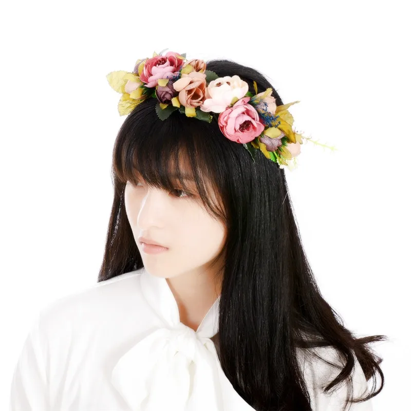 Модные богемные женские повязки на голову с большими цветами Цветочные головные