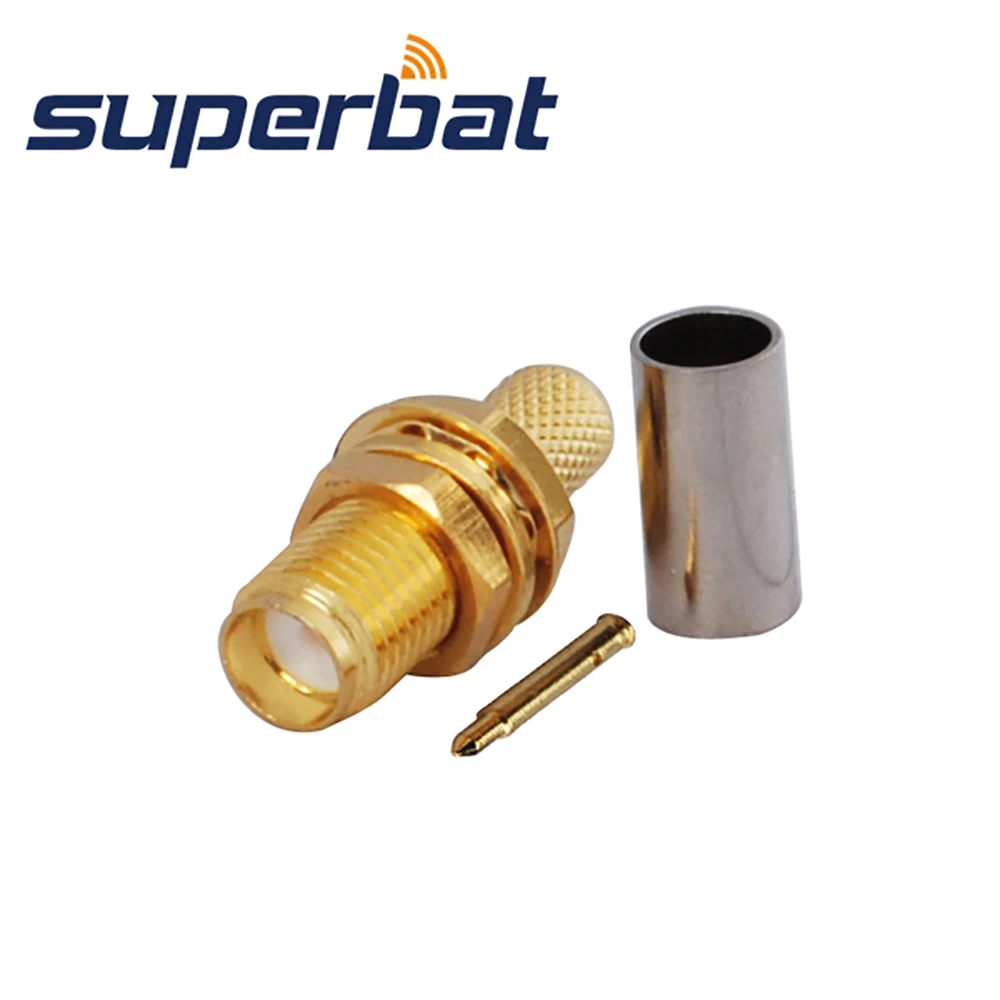 Superbat 10 шт. RP SMA 50 Ом обжимной разъем (штырь) перегородка коннектор для RG58 LMR195 RG400