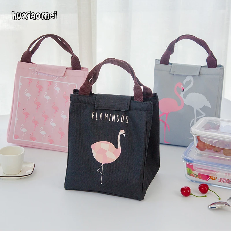 

2018 1PC Flamingo Black Waterproof Oxford Beach Lunch Bag Tote Thermal Bag Food Picnic Bolsa Termica Women kid Men Cooler Bag
