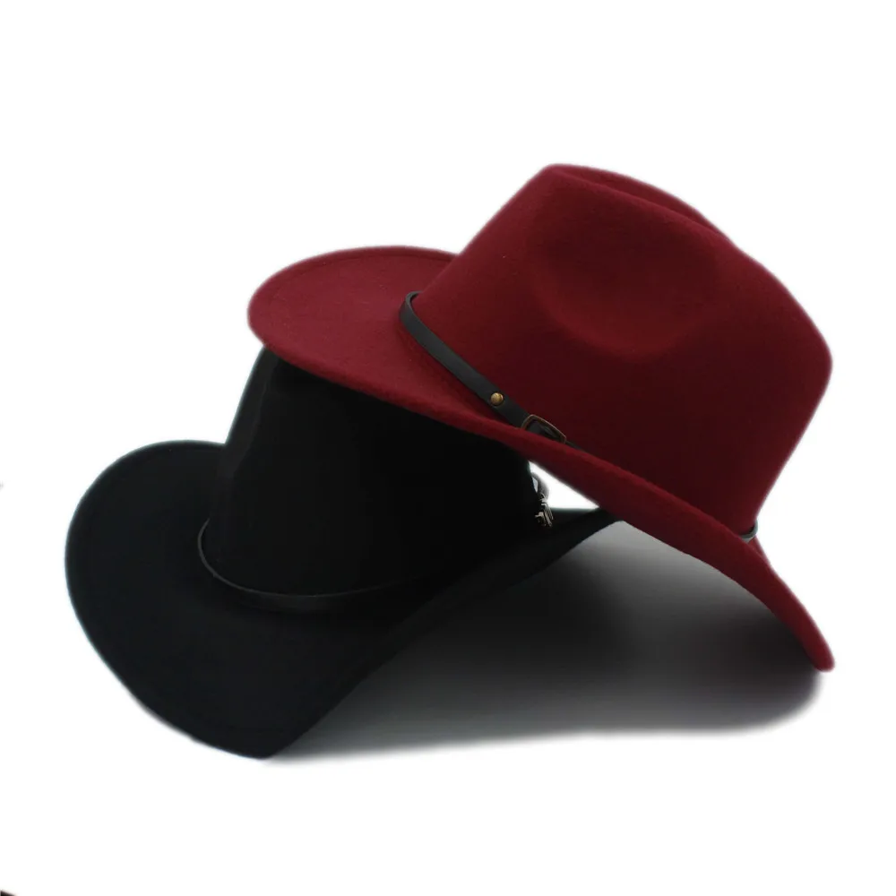 Ретро шерстяная Женская и мужская зимняя фетровая шляпа для ковбоя джазовая