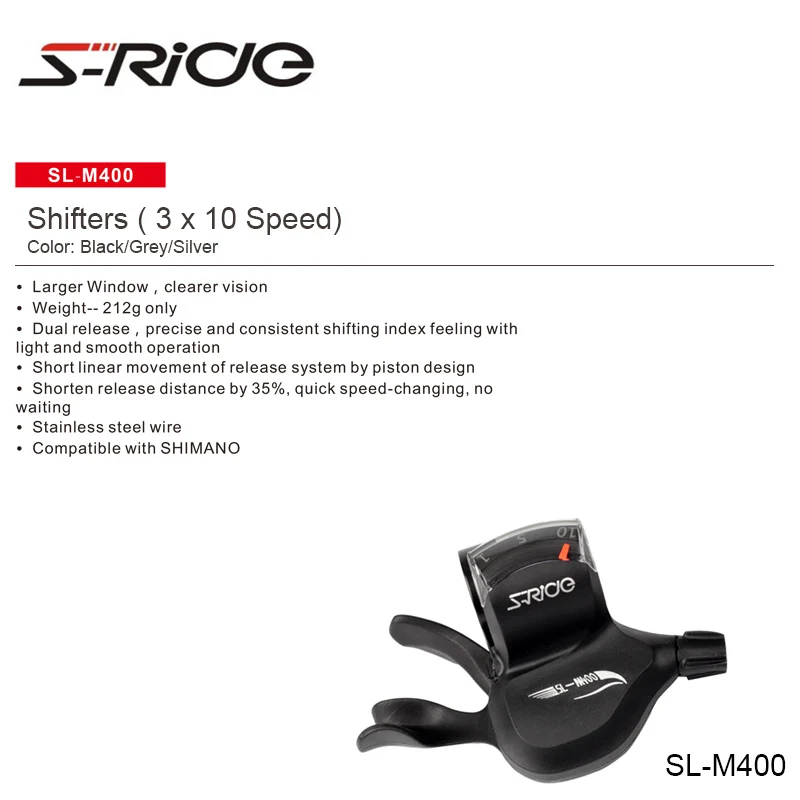 

S-Ride Mountain Bike Trigger Shifters 3 x 10 Speed Cycling MTB Shifter Levers Bicycle Derailleur Compatible SHIMANO With Cable