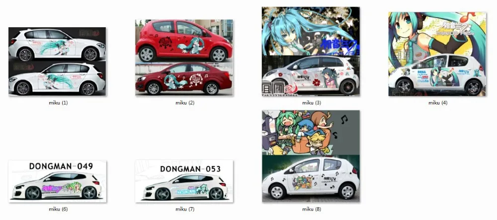 Itasha 2PCS Waterproof material Whole car stickers hatsune miku decal & sticker MIku Vinyl |