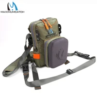 maximumcatch fly fishing chest bag with molded fly bench fishing tackle pack