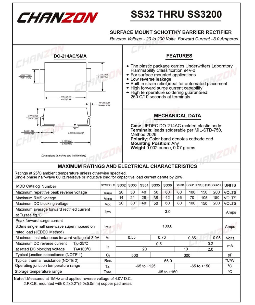 (100 шт.) SS36 SMD Schottky барьер выпрямитель диоды 3A 60 V SMA (DO 214AC) 3 ампер вольт|rectifier diode|diode