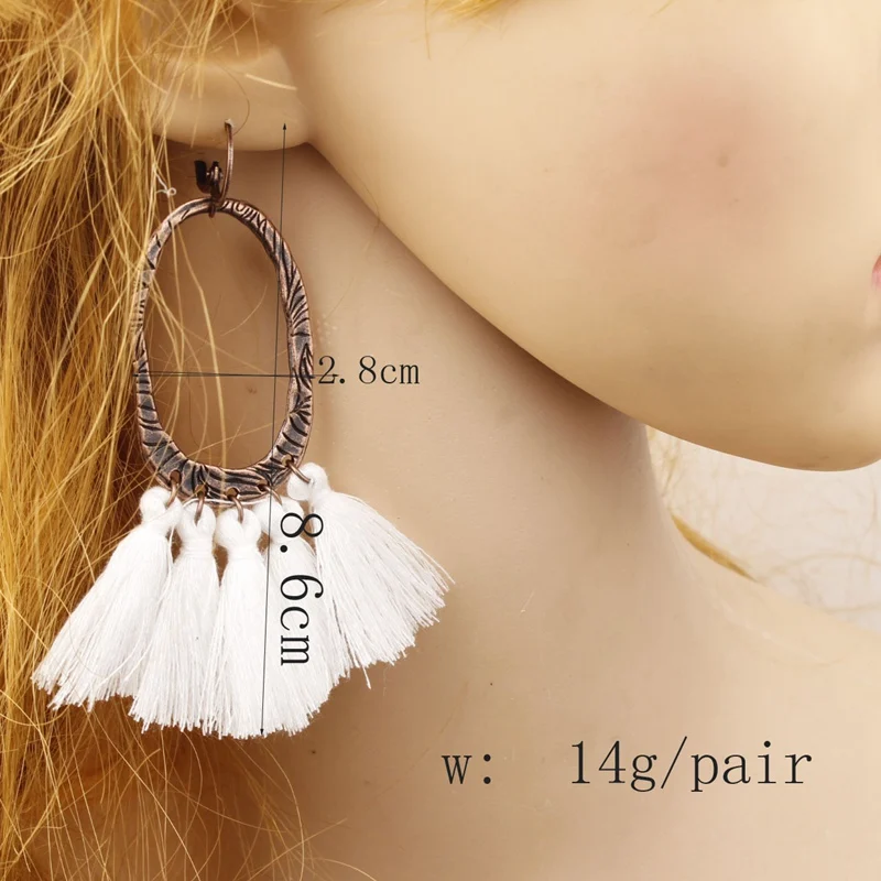Богемные этнические серьги с бахромой для женщин металлические овальные