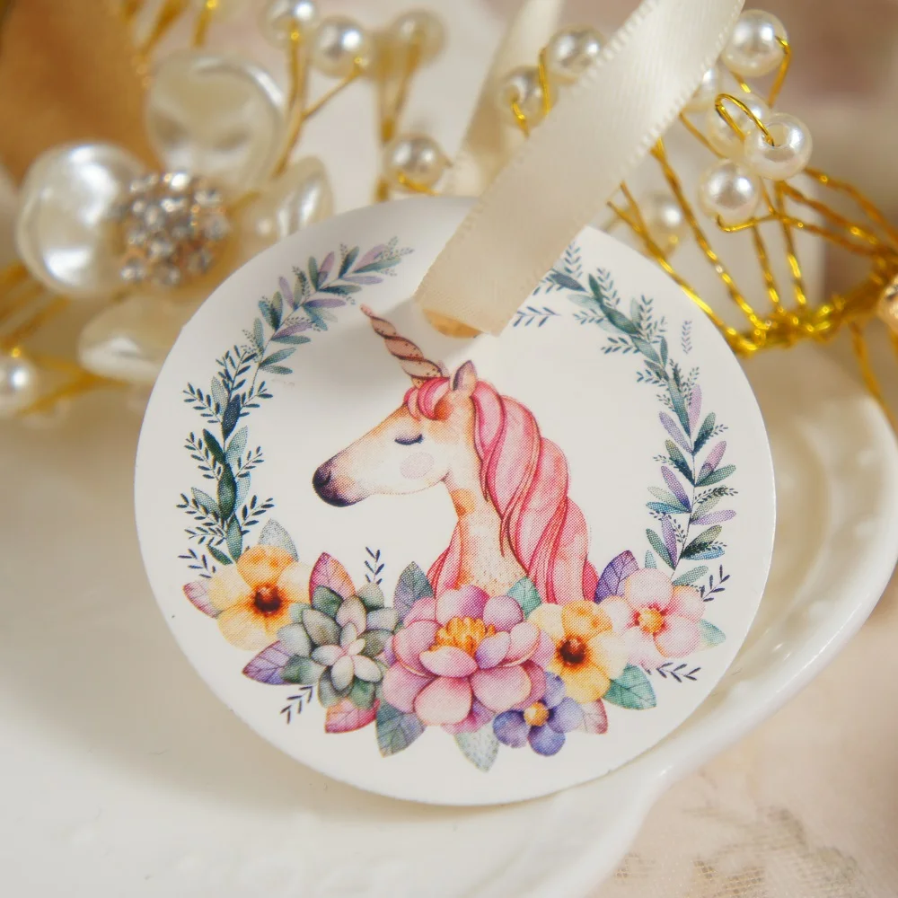 Круглые Бумажные этикетки dream Unicorn 50 шт. подарок на свадьбу день рождения