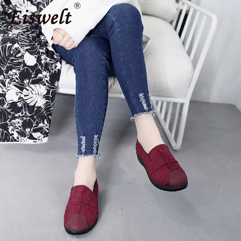 

EISWELT Women Flats Summer Spring New Fashion Casual Women's Shoes Breathable Solid Female Shoes Autumn Fashion Women's Flat
