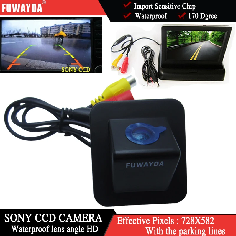

FUWAYDA Color For SONY CCD Car Rear View Camera for Hyundai Elantra Avante 2012 + 4.3 Inch foldable LCD Monitor WATERPROOF HD