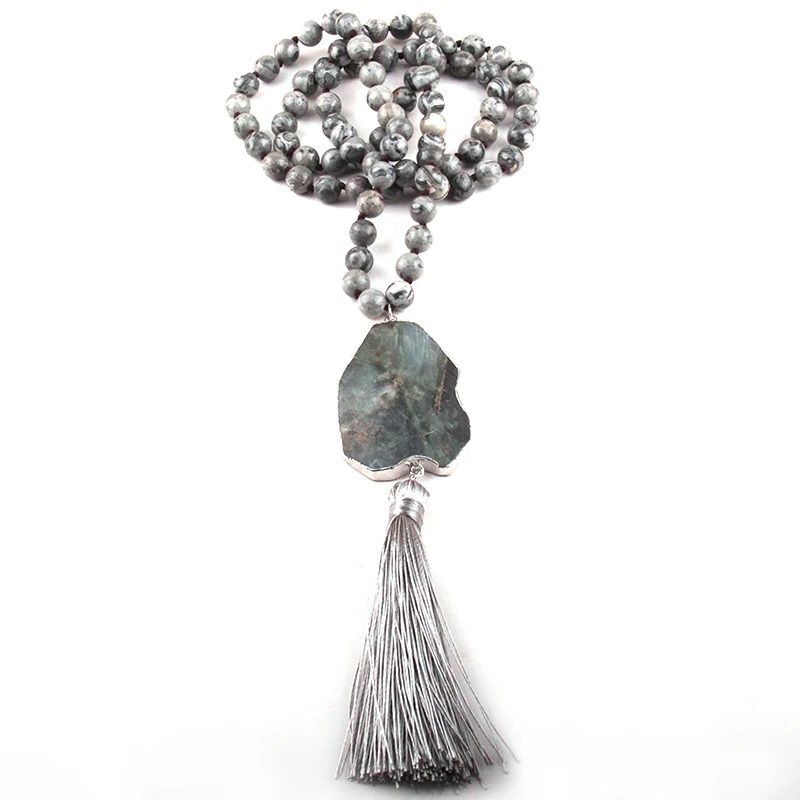 MOODPC модные богемные ювелирные изделия серый/белый камень узлом кисточкой