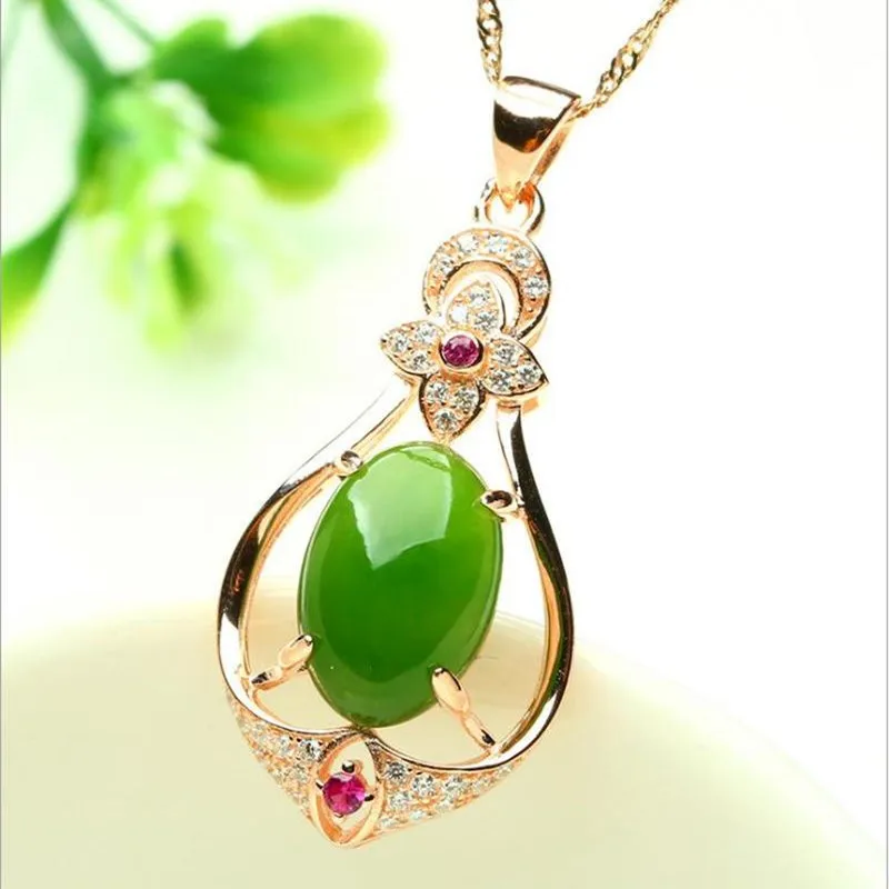 

LUKENI Luxury Crystal Green Stone Pendant Female Necklace Jewelry Fashion Women Gold Necklace Accessories Girls Birthday Gift