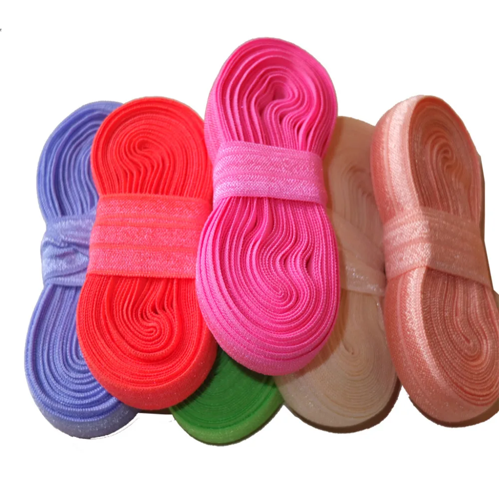 80 Colors Available 5/8'' Fold Over Elastic Ribbon Sewing elastic bands Hair Elastic fabric DIY Hair bow Apparel Accessories