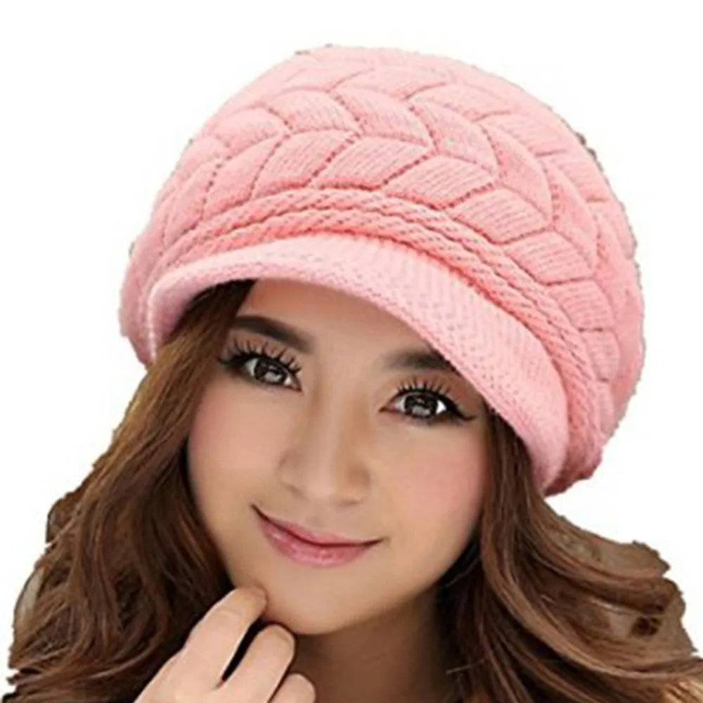 Womens Winter Hats for Women Slouchy Openings Fluffy Knit Beanie Crochet Hat Brim Cap Knitting Caps | Аксессуары для одежды