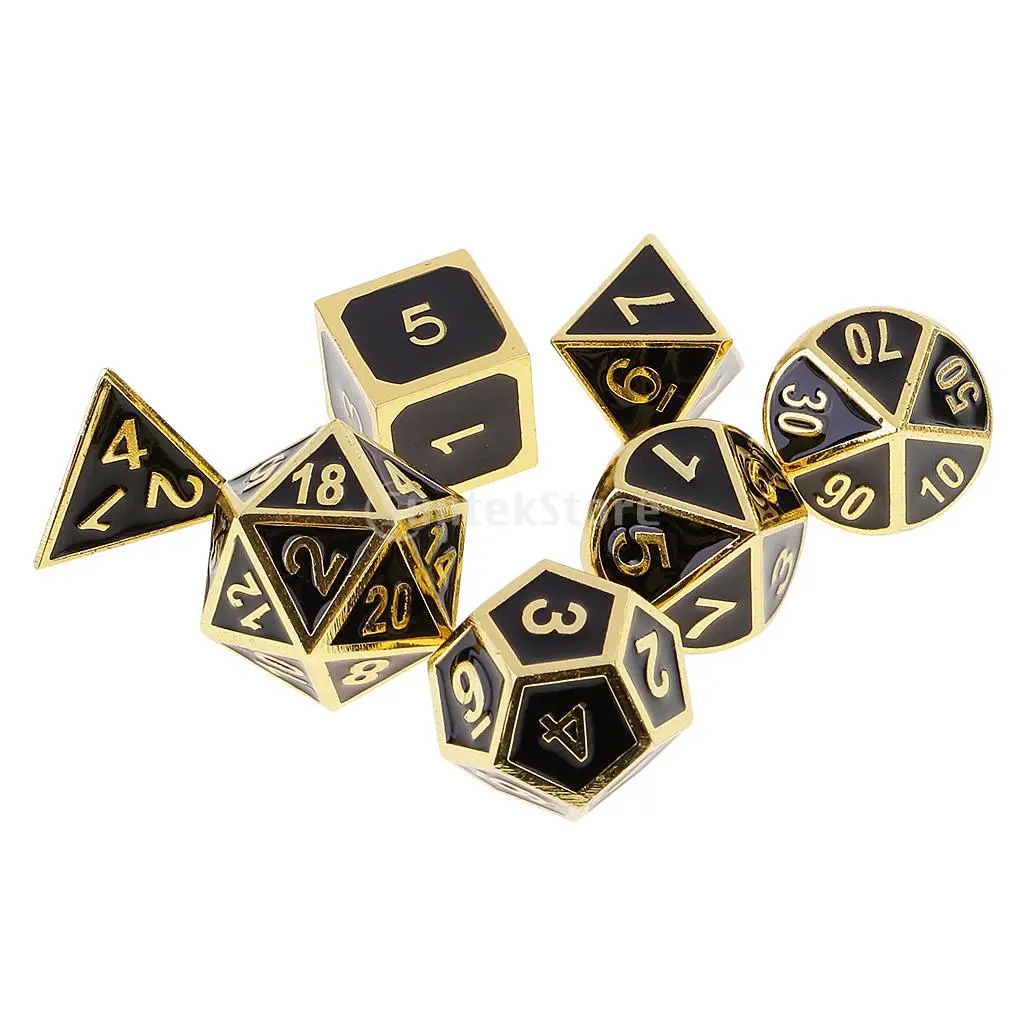 MagiDeal 7 шт. цинковый сплав многогранные кубики D4 D20 цифровой кубик для настольной