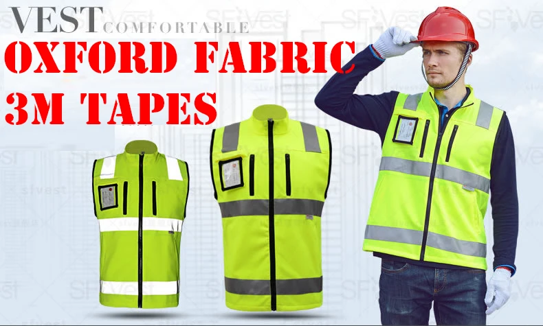 SFVEST HI VIS жилет светоотражающий жилет Эластичный Оксфорд ленты мотоциклетный жилет с ID карманами мужские