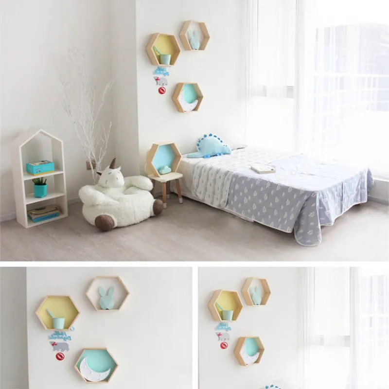 INS скандинавский стиль шестигранная полка для хранения деревянная настенная