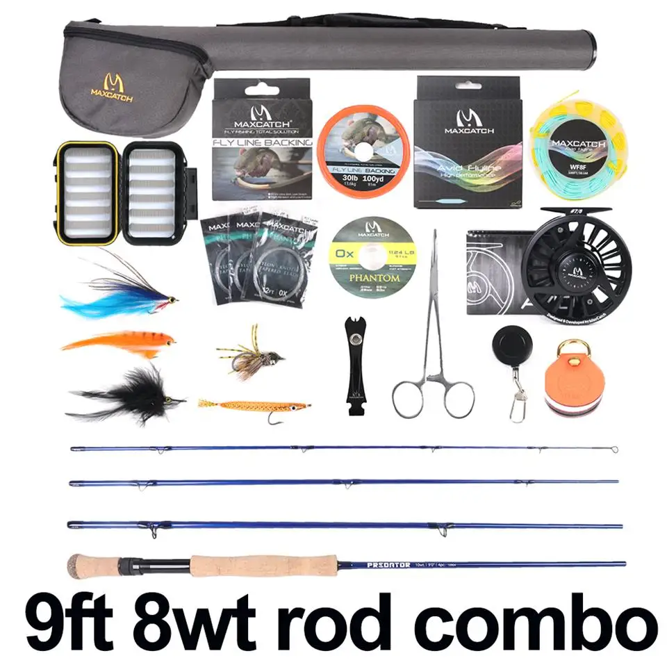 9ft rod 8WT combo Maximumcatch Maxcatch полный комплект для ловли нахлыстом в соленой воде 2,7 М удочка для нахлыстом 8-12wt алюминиевая катушка для нахлыстом с ЧПУ - Цвет: 9ft rod 8WT combo