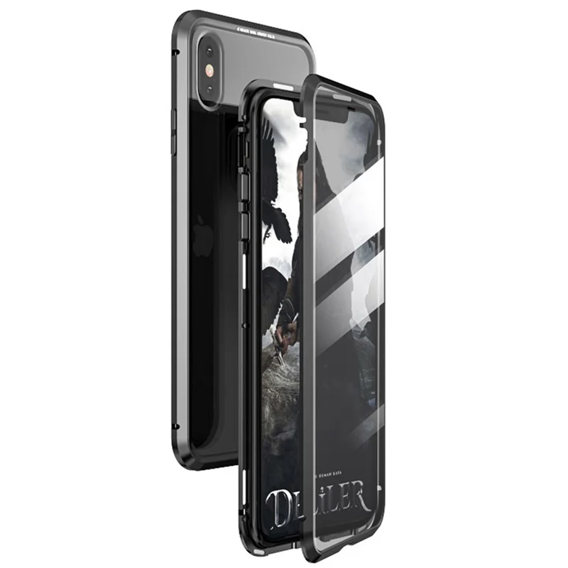 Black Tongdaytech магнитное закаленное стекло чехол для Iphone XS MAX X XR 360 чехол s двустороннее стекло металлический чехол для Iphone 8 7 6S Plus - Цвет: Black