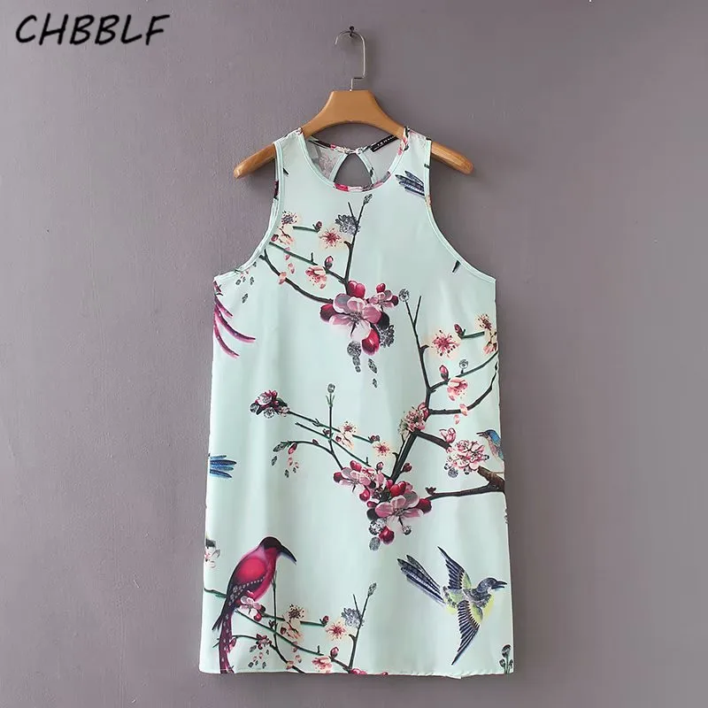 Chbblf элегантное платье с принтом для девочек без рукавов Женские повседневные