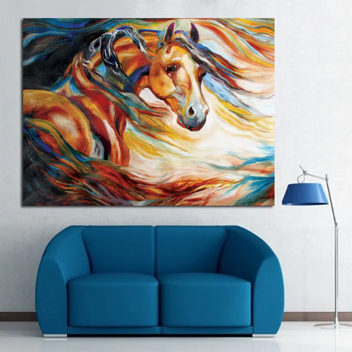 100% роспись вручную настенное искусство плач лошадь на холсте современные