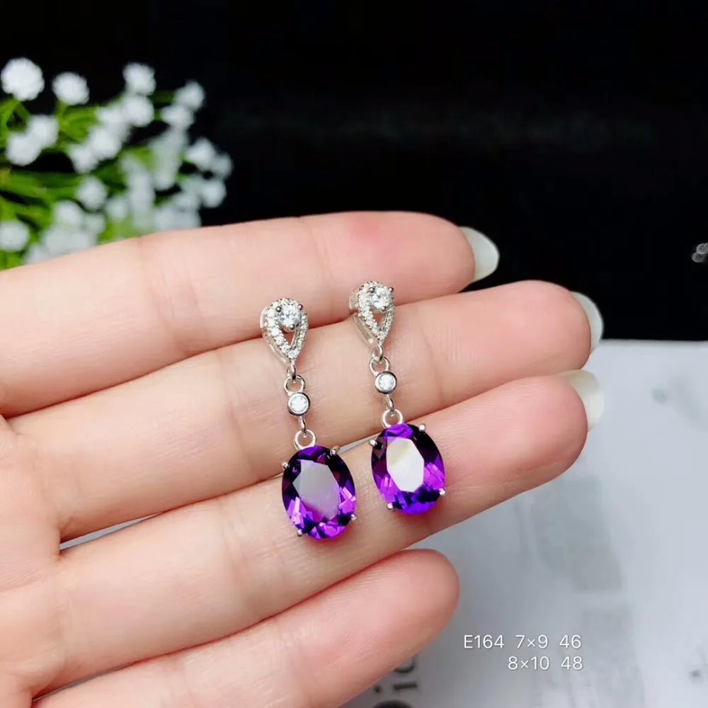 

KJJEAXCMY fine jewelry 925 pure silver with Amethyst female earrings earrings