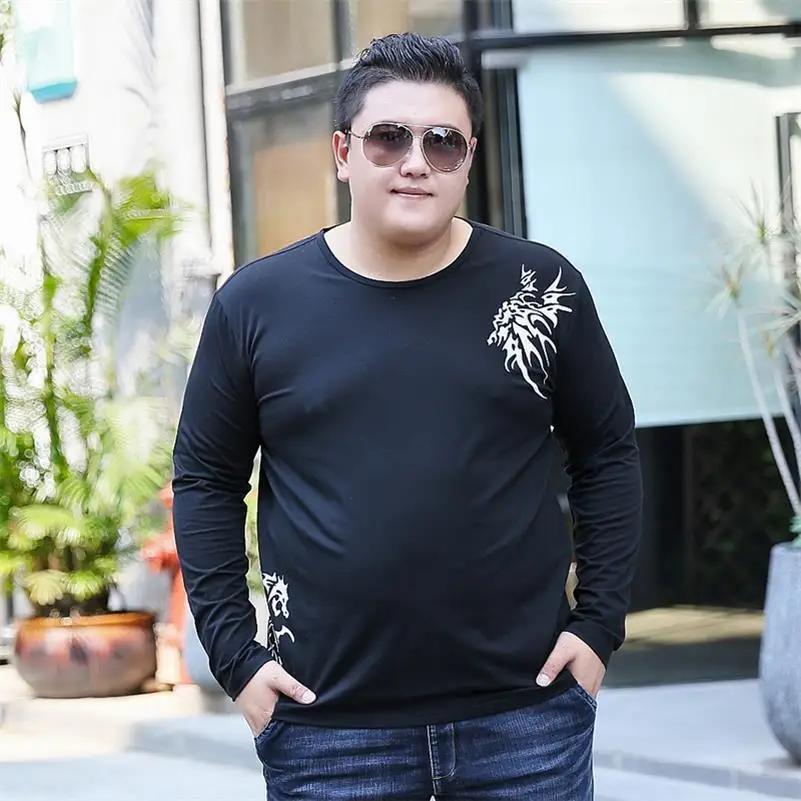 Plus size 2018 8XL 7XL Men's T shirt Fashion Printing Tops/Tees Casual Long Sleeves O-Neck T-shirt | Мужская одежда