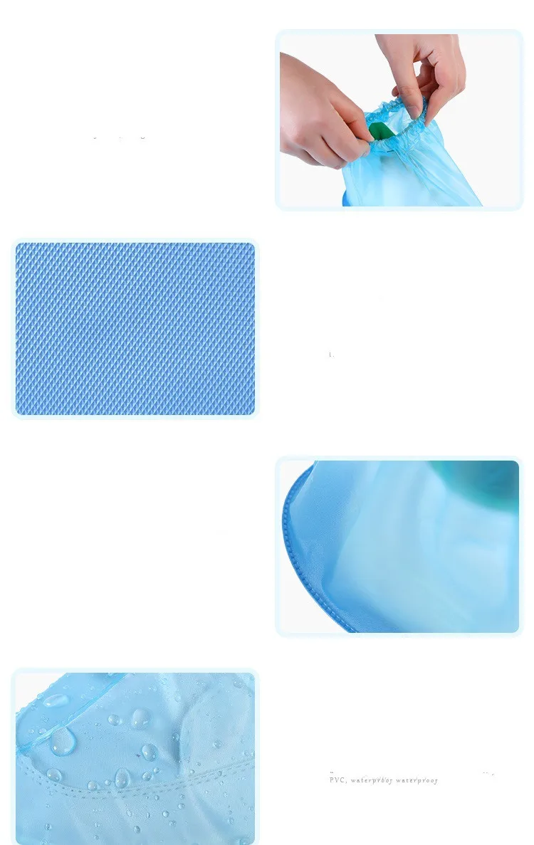 Plastic Disposable Medical Waterproof Boot Rain Shoe Covers Blue Mud-proof Overshoes Rainy season non-slip wearable shoe cover