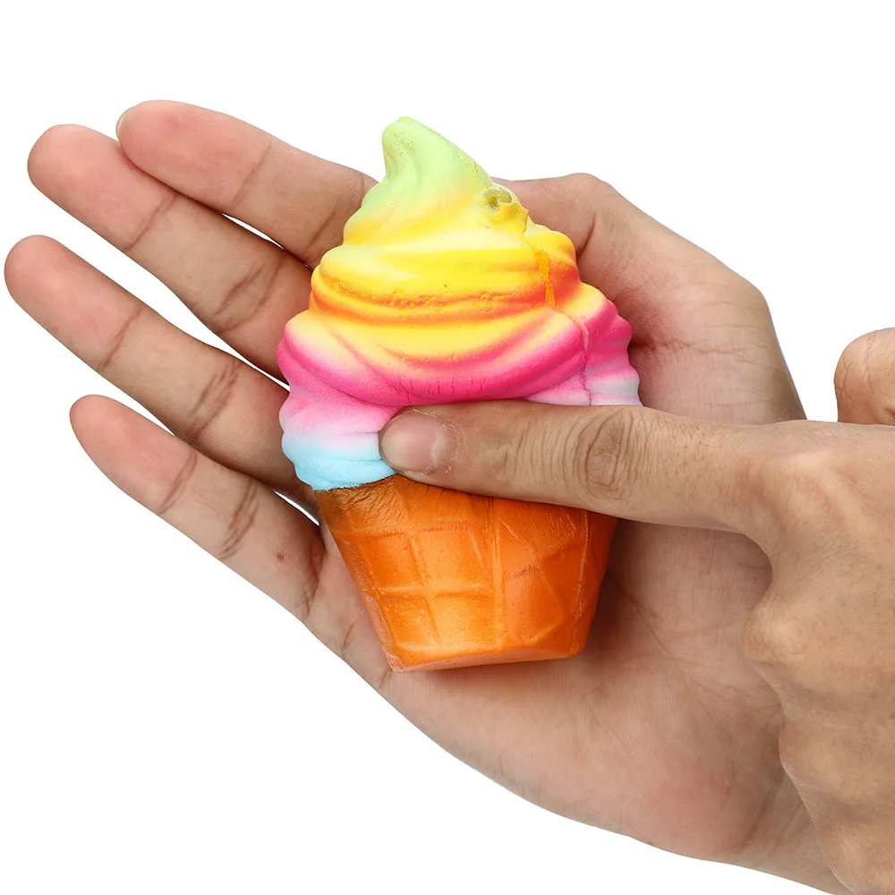 Kawaii Squishy 10 см Радужный конус для мороженого медленно поднимающийся