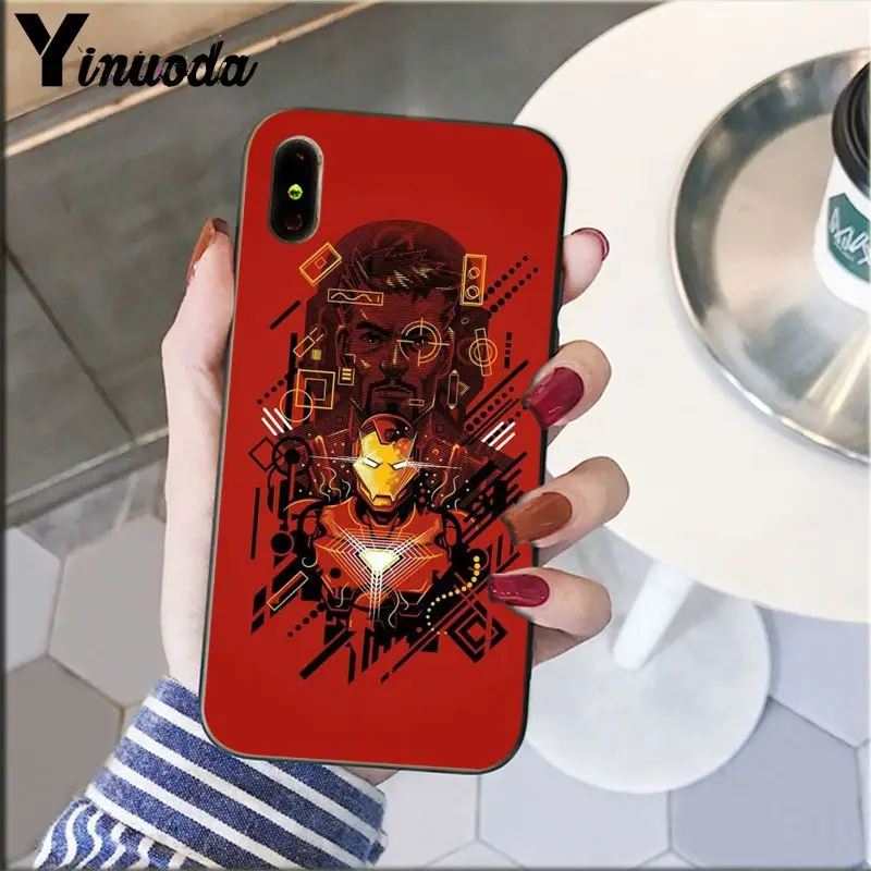 Yinuoda Marvel Avengers4 Железный человек черный мягкий силиконовый чехол для телефона Apple