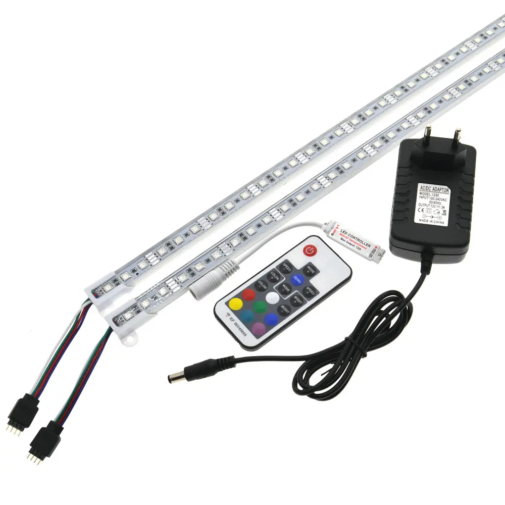 Цветная(RGB) светодиодный бар светильник 5050 50 см IP68 SMD36 светодиодный Светодиодный жесткой полосы бассейн DC 12V с переключателем Мощность адаптер - Испускаемый цвет: 2piece RGB set