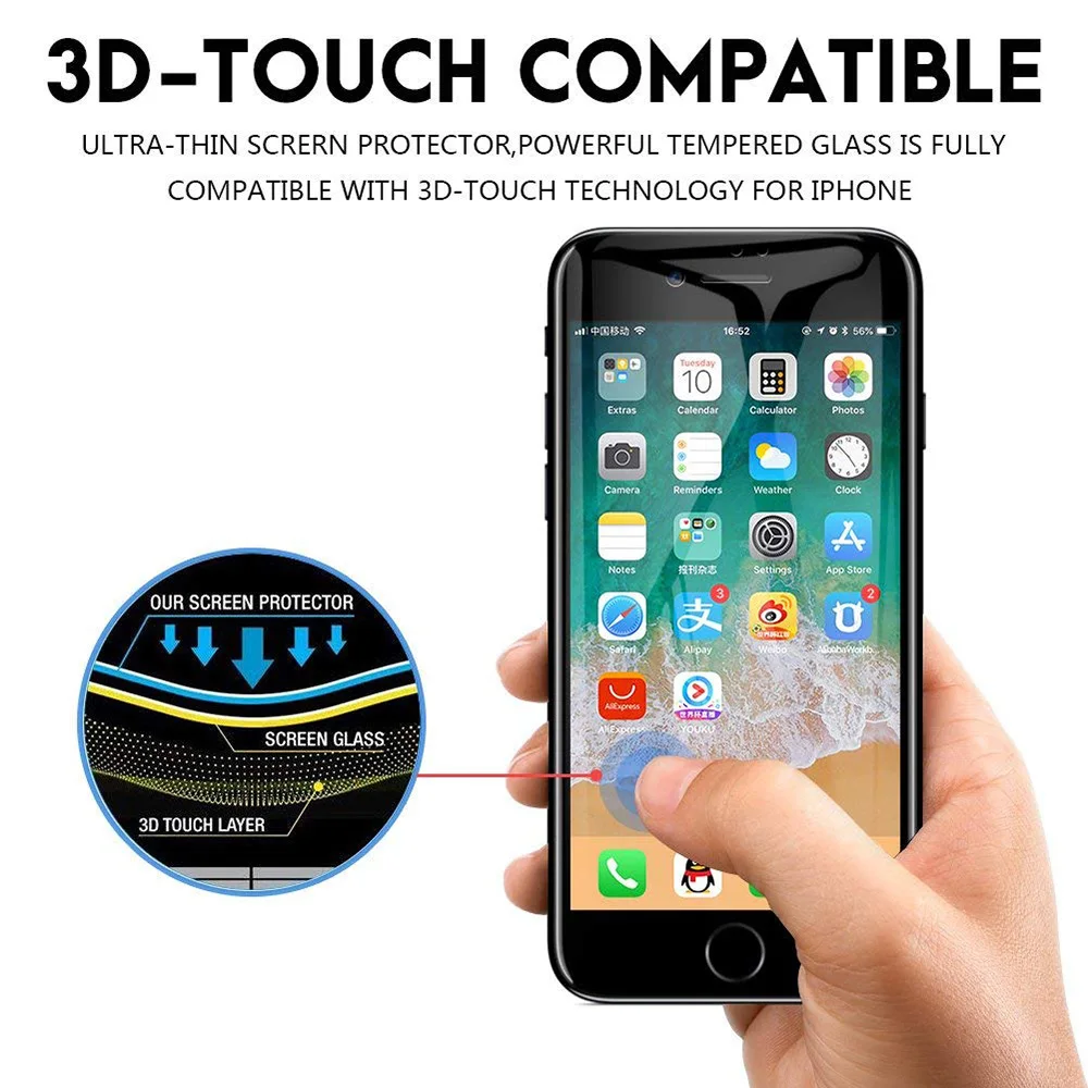 Ascromy 2 шт 5D Защитная пленка для экрана iPhone 7 Plus защитная из закаленного стекла 4D X 8 6