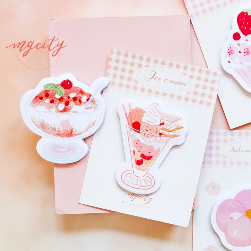 

6 pcs Icecream Summer memo note set Mini sticky marker Cake Ice paper sticker planner diary Stationery tools Office School F597
