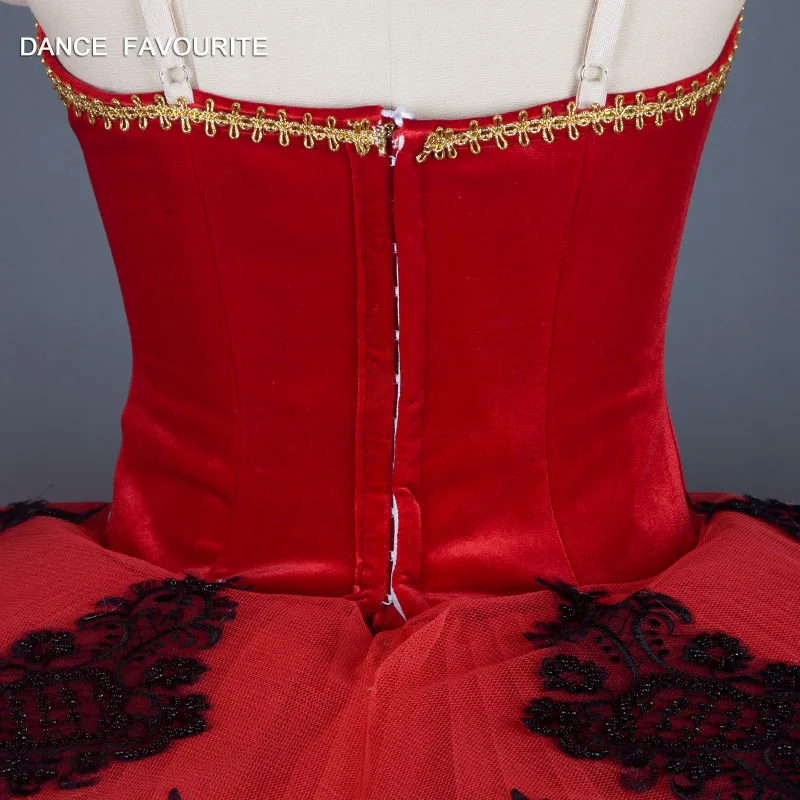 

B18032 Kitri Don Quixote Professional Ballet Tutus Black Red Ballet Stage Costume Adult Women Performance Ballet Pancake Tutu