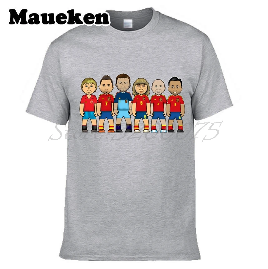 Мужские легенды Испания Xavi Hernandez Carles Puyol Iker Casillas Andres Iniesta Emilio Butragueno David Villa футболка