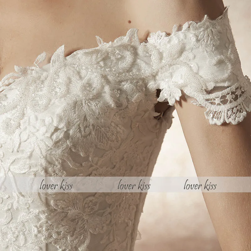 Lover Kiss Vestido De Noiva Роскошные Бисер с открытыми плечами свадебное платье со шлейфом и невеста, свадебное платье, robe mariage