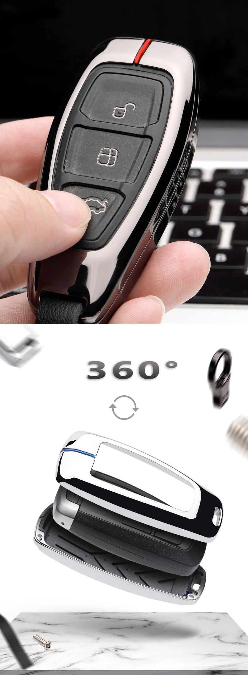 Car styling key case remote control keychain For Ford key cover Focus MK3 MK4 Mondeo galaxy ecosport Kuga ST Automotive products