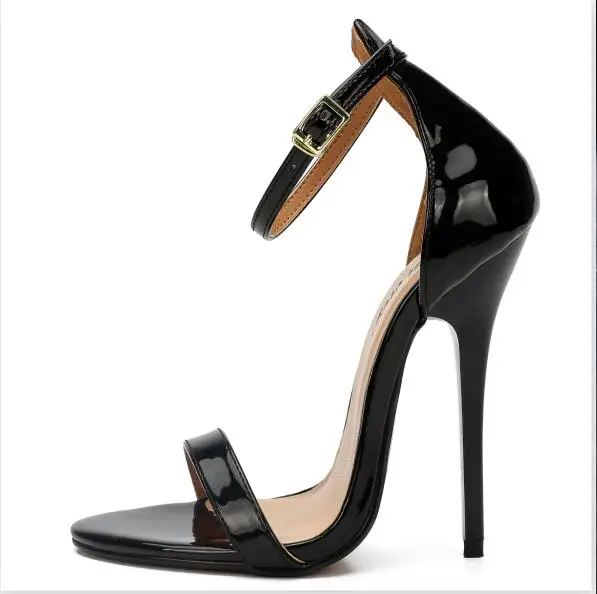 Черный HSM zapatos mujer; женские босоножки на шпильке для трансвеститов; женские свадебные туфли на высоком тонком каблуке 14 см; туфли-лодочки с леопардовым принтом и ремешком на щиколотке - Цвет: Черный
