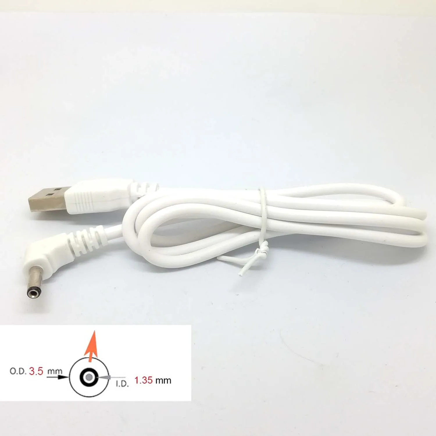 90 Угол PC USB штекер для 5 В DC 3,5 мм X 1,35 мм баррель разъем Кабель питания Шнур адаптер Белый c446