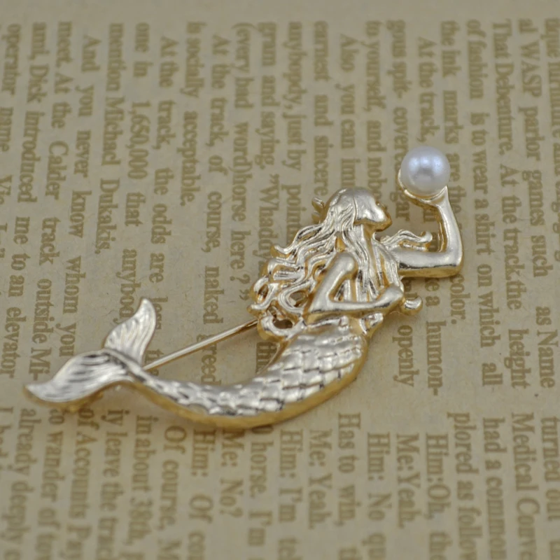 Горячие Броши с искусственным жемчугом шпильки золотистого цвета морской
