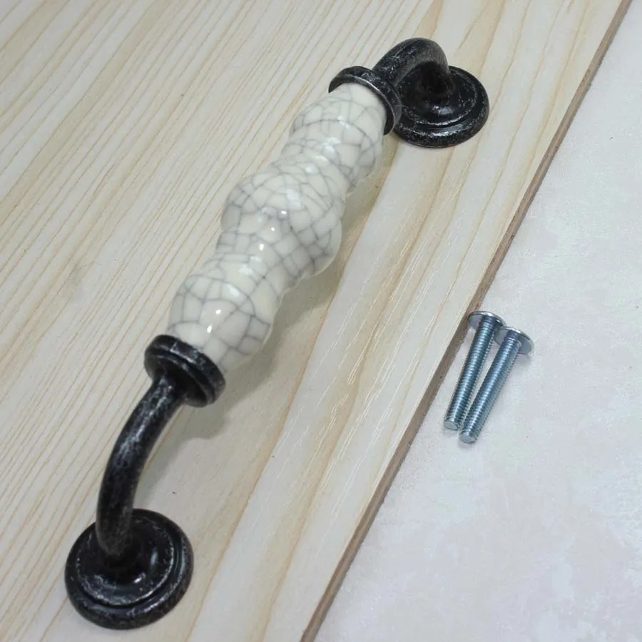 128 мм трещина Керамический кухонный шкаф дверные ручки 5 &quotантикварный железный