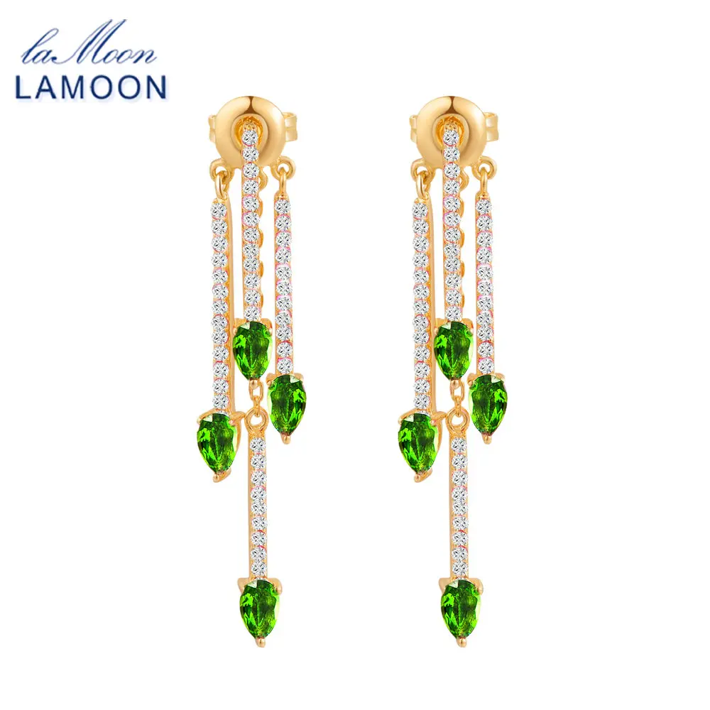 Yellow Gold Diopside Женские Висячие серьги в виде капель в виде диопсидов из серебра 925 пробы 14 К желтого золота S925, хорошее ювелирное изделие LMEI058 - Цвет камня: Yellow Gold Diopside