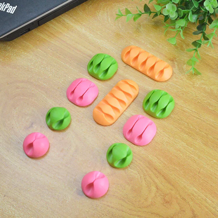 10PCS/set Silicone Cable Wire Organizer Clip Tidy USB Charger Cord Holder desktop Fixed clamp cable winder | Электроника