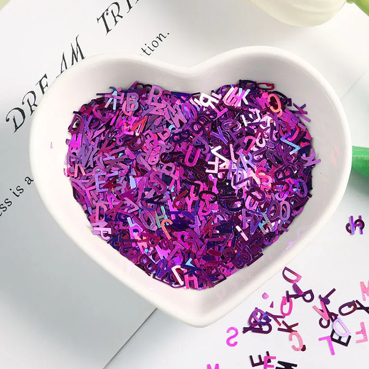 Laser Dark purple 10 г/упак. ультратонкая 4 мм Форма буквы Блестки для ногтей блестки лазер Eo-Friendly блестка из ПЭТ лак для ногтей материал - Цвет: Laser Dark purple