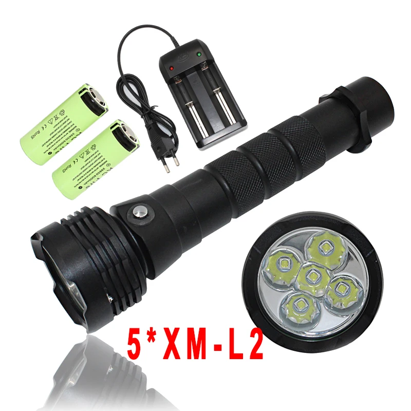 Underwater LED Diving Flashlight torch 26650/18650 battery underwater 100m waterproof XM-L2 led Tactical torch Lamp waterproof 6000lm 4xled l2 powerful 100m underwater diving flashlight torch lamp 2x6800mah battery dual charger