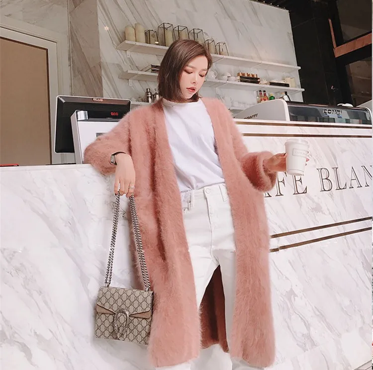 2021 Winter women mink cashmere cardigan warm soft fluffy Angola any size real nature 100% sweater Z029 |