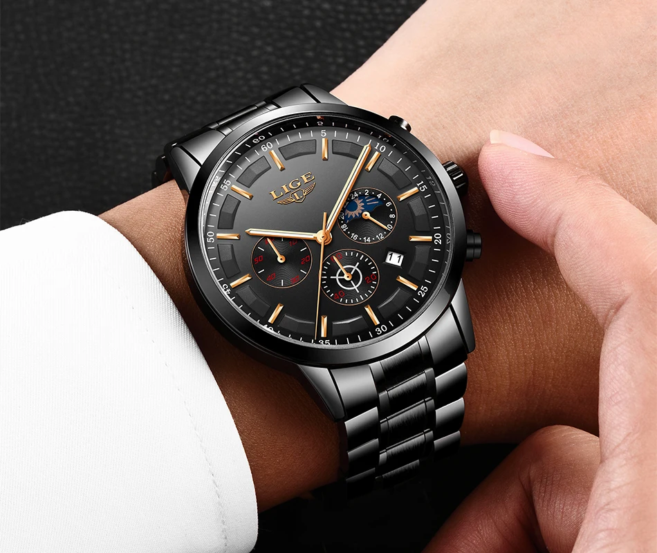 Reloj Hombre LIGE мужские часы Лидирующий бренд Роскошные модные кварцевые наручные часы мужские бизнес все стальные водонепроницаемые часы Montre Homme