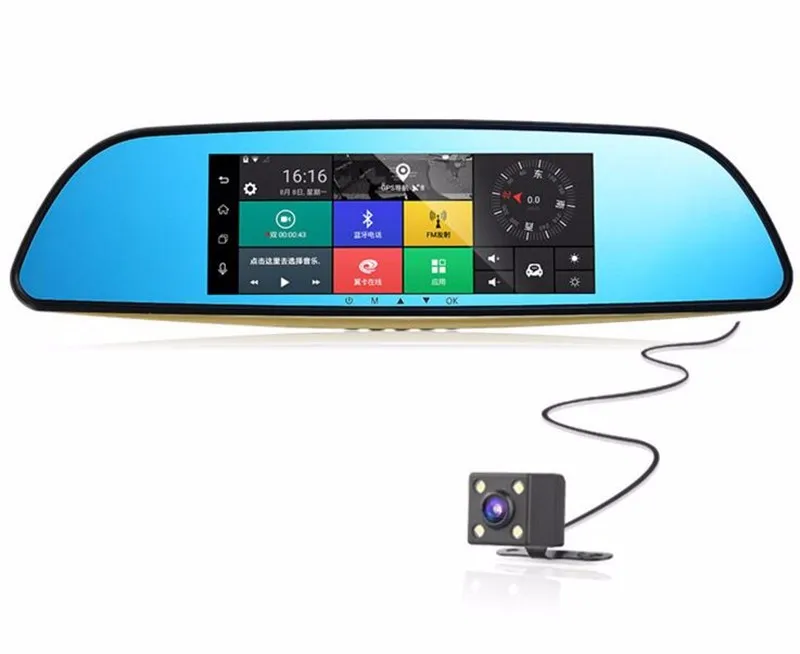 Ecartion 3g " Android автомобильный видеорегистратор зеркало заднего вида gps навигация Bluetooth автомобильная камера парковка двойной объектив FHD 1080P Авто Регистратор